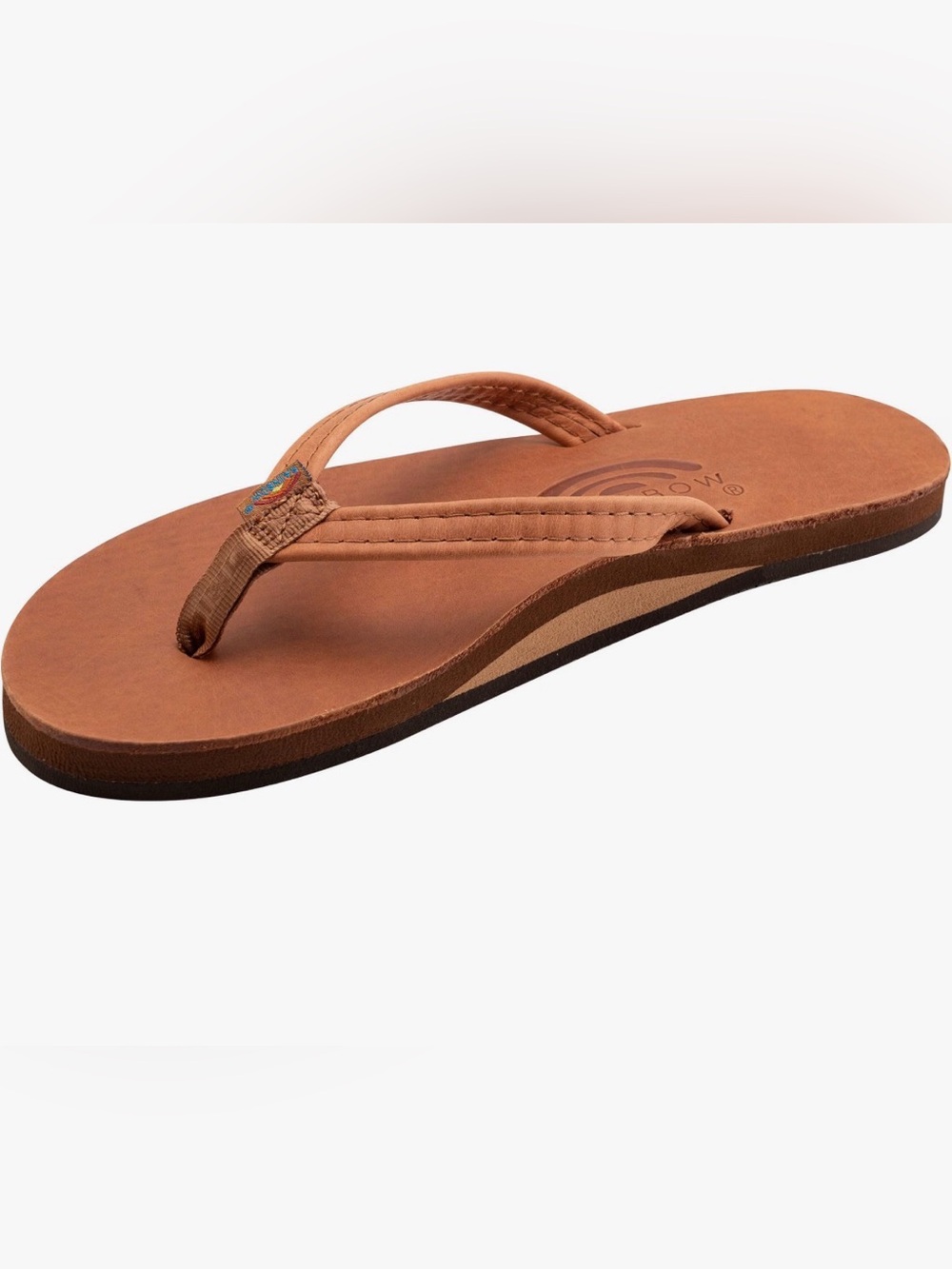 Rainbow Women's Luxury Brown Leather Flip Sandals